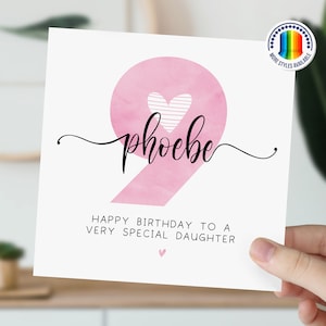 9e anniversaire | Né en 2015 carte de vœux | Carte de 9 ans pour fille, petite-fille, nièce, soeur | Carte personnalisée pour fille