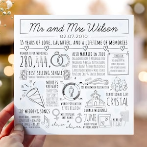Carte d'anniversaire de 15 ans pour mari, femme | Cadeau d'anniversaire en cristal pour couple | Carte d'information sur le mariage 2010 | Carte 15e anniversaire de mariage