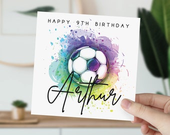 carte d'anniversaire personnalisée de 9 ans | Footie pour 9e anniversaire | 2016 | Pour fils, fille, petit-fils, petite-fille, nièce, neveu