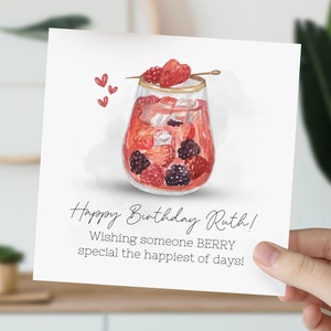 carte d'anniversaire cocktail aux baies | Carte pour meilleure amie, meilleure amie, fille, nièce, femme, soeur | Jeu de mots sur l'alcool | Carte Amateur de cocktails