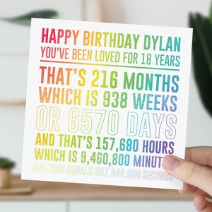 Carte d'anniversaire du compte à rebours arc-en-ciel de Zazzle.be Liste d'envies Vous avez des idées ? Carte Années, mois, semaines, jours, heures | Pour fils, fille, petit-fils, petite-fille, nièce, neveu