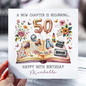 Carte d'anniversaire pour fille, nièce, soeur, petite-fille, amie, femme, maman | Nouveau design du livre Chapter Fifty | Carte personnalisée pour elle