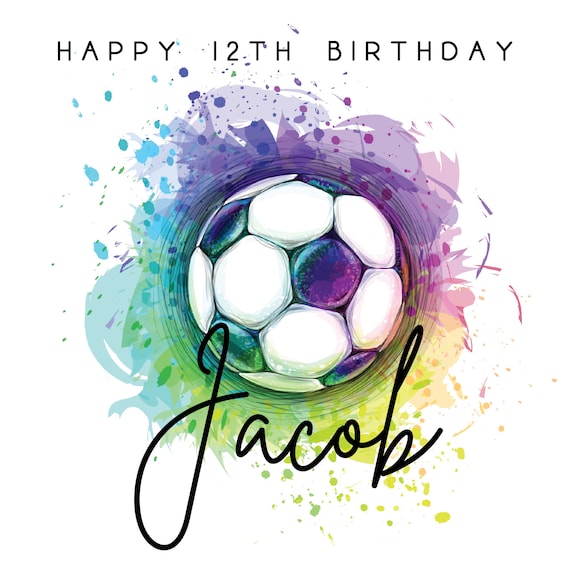 Carte d'anniversaire personnalisée de 12 ans Carte de foot pour