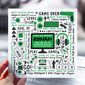 Carte d'information pour son 16e anniversaire de jeu | Carte pour joueur, petit-fils, neveu, frère | Né en 2009 Fiche d'information | Carte de voeux Xbox, PS5