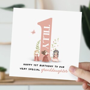 Carte 1er anniversaire pour petite fille, fille, nièce, petite-fille | Princesse mignonne carte de vœux | Carte magique personnalisée d'un an pour elle