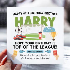 6th Birthday Card for Boys | Football Birthday Card for Son, Grandson, Brother, Nephew | Kids Soccer Name Card | 6 Year Old Footie Gift