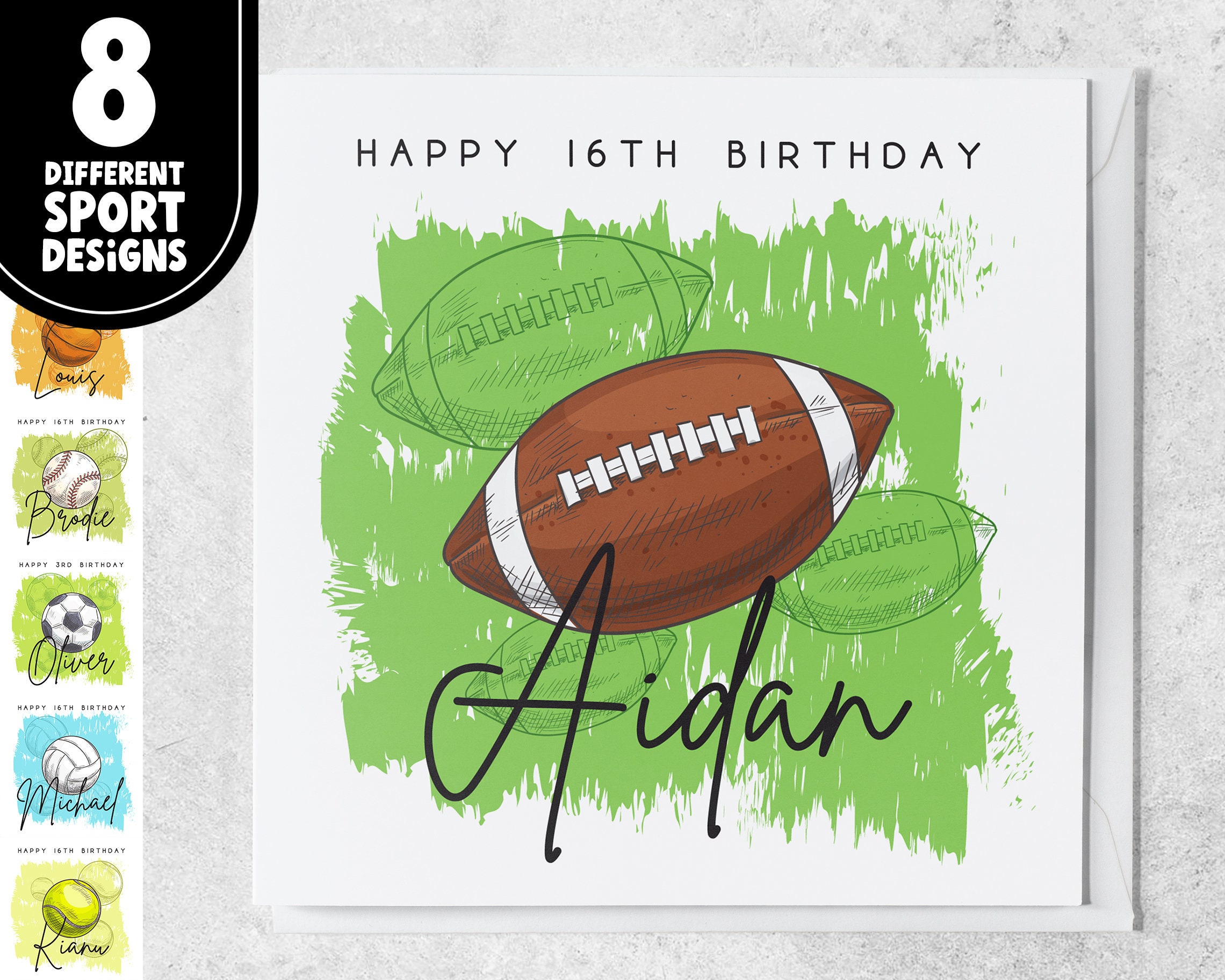 American Football Ball Happy Birthday Card