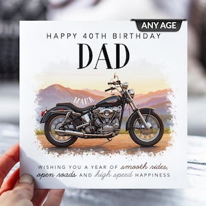 d'anniversaire moto personnalisée | Tout âge | pour papa, frère, oncle et lui | Cadeau motard | Nom personnalisé | Carte de moto faite main