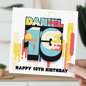 13e anniversaire personnalisée | 13e anniversaire abstrait fille, garçon | carte postale pour 13 ans | Carte pour fille, fils, petit-fils, petite-fille