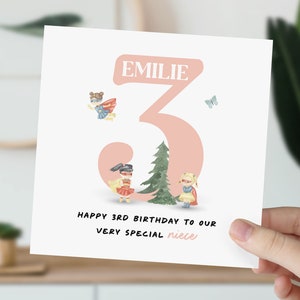 3rd Birthday Card For Little Girl, Daughter, Niece, Granddaughter | Cute Superhero Card | Personalised Three Year Old Magical Card For Her