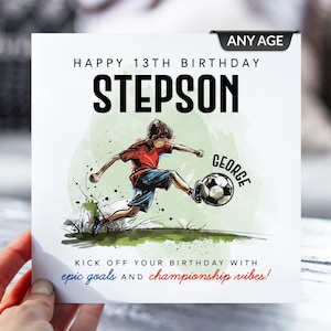 Carte d'anniversaire du football de 13 ans | Neveu, fils, frère, petit-fils | 13e anniversaire | Footballeur de tout âge carte de vœux | Anniversaire de football, football