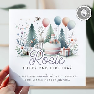 Carte d'anniversaire pour fille, petite-fille, nièce, fille | Deuxième carte d'anniversaire pour petite fille | Animal mignon | Carte pour 2 ans