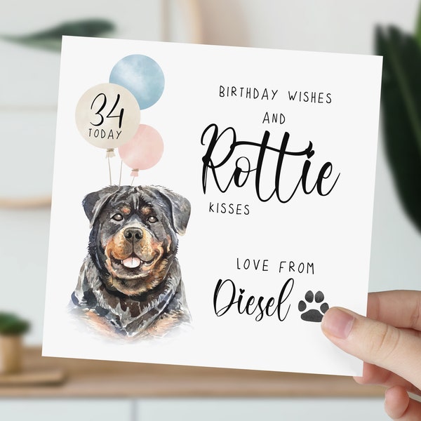 Rottweiler Birthday Card | Happy Birthday From The Rottie | Rottweiler Lovers | Personalised Card From The Dog | Custom Dog Birthday Card |