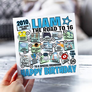 16th Birthday Card For Boy | The Road To 16 Card | Born in 2010 Card For Boy | Card for Son, Nephew, Grandson, Brother | 16 Year Old Card