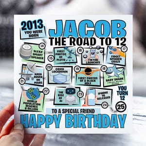 12e anniversaire pour garçon | La route des 12 | Carte Né en 2013 pour garçon | pour fils, neveu, petit-fils, frère | Carte de 12 ans