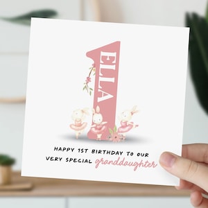 Carte 1er anniversaire pour petite fille, fille, nièce, petite-fille | Lapin mignon ballerine de Zazzle.be Liste d'envies Vous avez des idées ? Première carte personnalisée | Carte d'un an