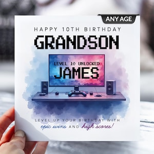 d'anniversaire de jeu de 10 ans | Carte de voeux déverrouillée de niveau | Carte PC pour elle, lui | Cadeau pour joueur de tout âge pour fils, fille, petit-fils