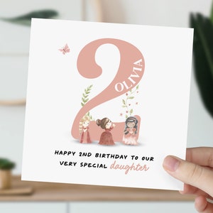 Carte d'anniversaire pour petite fille, fille, nièce, petite-fille | Princesse mignonne carte de vœux | Carte magique personnalisée de deux ans pour elle