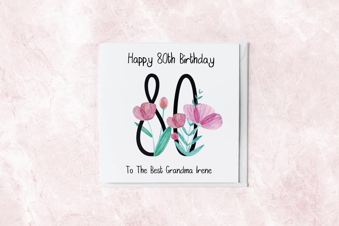 Personalised 80th Birthday Card for Her Floral Milestone - Etsy