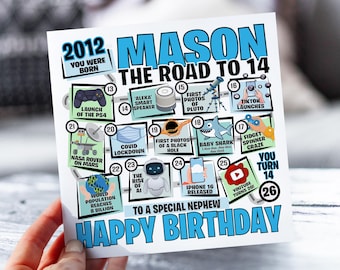 14th Birthday Card For Boy | The Road To 14 Card | Born in 2012 Card For Boy | Card for Son, Nephew, Grandson, Brother | 14 Year Old Card