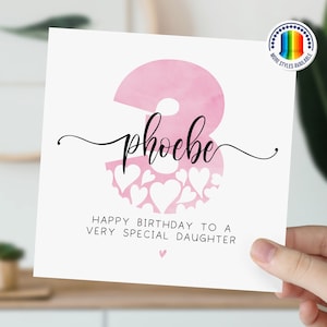 3rd Birthday Card | Born in 2022 Greetings Card | 3 Year Old Card For Daughter, Granddaughter, Niece, Sister | Personalised Card For Girls