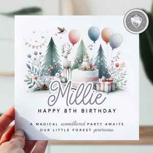 Carte pour 8e anniversaire pour fille, petite-fille, nièce, fille | Carte d'anniversaire pour petite fille | Animal mignon | Carte pour enfant de 8 ans