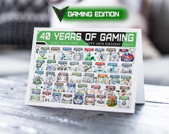40th Birthday Card Gaming Edition | Born in 1986 | 40 Years Of Videogames | Milestone Birthday Card For Him, Son, Brother, Husband, Dad