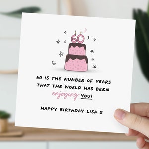 60e anniversaire carte pour elle | Carte de 60 ans pour femme, tante, soeur, petite amie, maman, grand-mère | Jolie carte Sixty Milestone pour femme