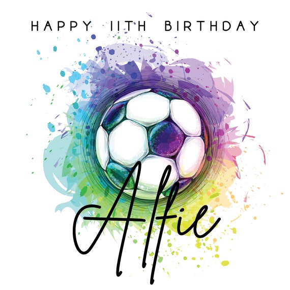 Gepersonaliseerde 11 Jaar Oude Voetbal Verjaardagskaart 11E - Etsy België
