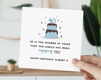 90th Birthday Card For Him | 90 Year Old Card For Husband, Uncle, Brother, Partner, Dad, Grandad | Cute Ninety Milestone Card For Man