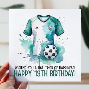 Carte d'anniversaire de maillot de football | Carte d'anniversaire de football pour fils, petit-fils, neveu | Carte de foot pour tous les âges | Carte pour amateur de sport pour fan de football BPL