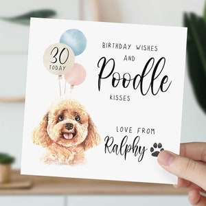 d'anniversaire de caniche | Joyeux anniversaire du caniche | Amateurs de caniches | carte personnalisée du chien | Carte d'anniversaire personnalisée |