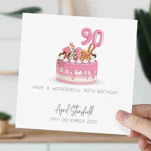 90th Birthday Card | Card For 90 Year Old | Greetings Card | Ninety | Gift | Custom Birthday Card For Sister, Mum, Mother, Aunt, Grandma