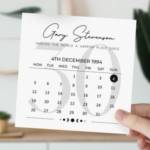 Calendrier personnalisé du 30e anniversaire | Carte de voeux 1994 | 30e carte pour lui | Carte d'étape pour homme, fils, frère, mari, fiancé