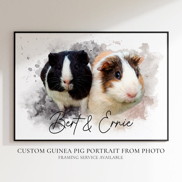 Personalised Pet Guinea Pig Portrait | Custom Guinea Pig Portrait | Pet Painting From Your Photo | Guinea Pig Lover Gift | Pet Guinea Pig