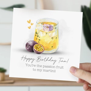 d'anniversaire cocktail martini aux fruits de la passion | Carte pour meilleure amie, meilleure amie, fille, nièce, femme, soeur | Jeu de mots sur l'alcool | Amateur de cocktails