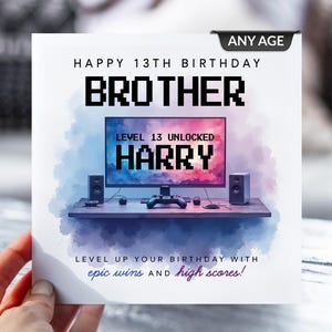 Carte d'anniversaire de jeu de 13 ans | Carte de voeux déverrouillée | Carte PC pour elle, lui | Cadeau pour joueur de tout âge pour fils, fille, petit-fils