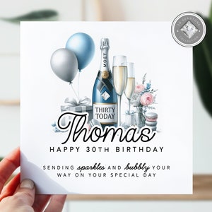 30e anniversaire | Carte d'anniversaire pour lui | 30 cartes pour fils, frère, neveu, petit-fils, cousin | Carte d'anniversaire pour le 30e | Carte Champagne