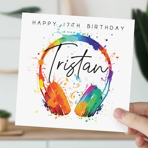 d'anniversaire personnalisée avec casque audio de 17 ans | Carte de musique du 17e anniversaire | 2008 | Pour fils, fille, petit-fils, petite-fille, nièce