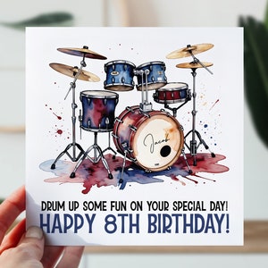 carte d'anniversaire de kit de batterie | Carte d'anniversaire de batteur pour fils, fille, petit-fils, neveu | Carte de batterie pour tous les âges | Carte de mélomane pour fan de batterie