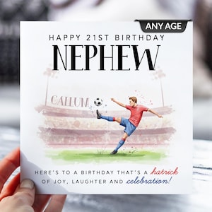 Personalised Football Birthday Card | Custom Name & Age | Card For Nephew, Son, Grandson, Brother | Footballer Gift | Footie, Soccer Card