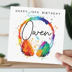 d'anniversaire personnalisée avec casque 13 ans | Carte musicale pour 13e anniversaire | 2012 | Pour fils, fille, petit-fils, petite-fille, nièce