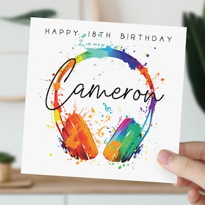 d'anniversaire personnalisée avec casque de 18 ans | Carte de musique du 18e anniversaire | 2007 | Pour fils, fille, petit-fils, petite-fille, nièce