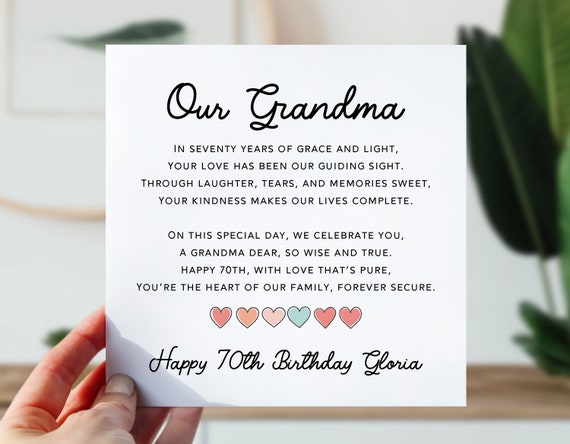 Personalised 70th Birthday Card Women Men Wife Husband Mum Mom Nan Grandma Sister In Law Friend - Foto 11