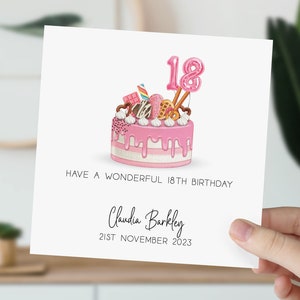 18e anniversaire | carte postale pour 18 ans | carte de voeux | Seize | Carte d'anniversaire personnalisée pour fille, soeur, nièce, petite-fille