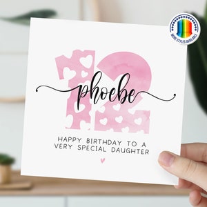 12e anniversaire | Né en 2013 carte de vœux | Carte de 12 ans pour fille, petite-fille, nièce, soeur | Carte personnalisée pour fille