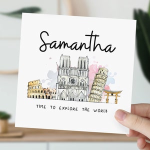 Personalised World Travel Card | Good Luck On Your Adventure Card | Moving Abroad, Gap Year Card | Going Travelling Gift | Emmigration Card