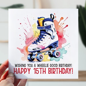 d'anniversaire de patin à roulettes | Carte d'anniversaire pour amateur de patinage pour fille, petite-fille, nièce, cousine | Carte de patinage à roues alignées tout âge pour elle