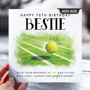d'anniversaire personnalisée de <br> Profitez-en ! Âge et nom personnalisés | Cadeau pour amateur de tennis | Carte pour meilleure amie, ami, papa, maman | Carte de voeux sportive personnalisée