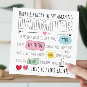 d'anniversaire fille personnalisée | carte postale pour elle | Carte de voeux pour fille, enfants, adolescente | carte d'anniversaire | Carte de voeux